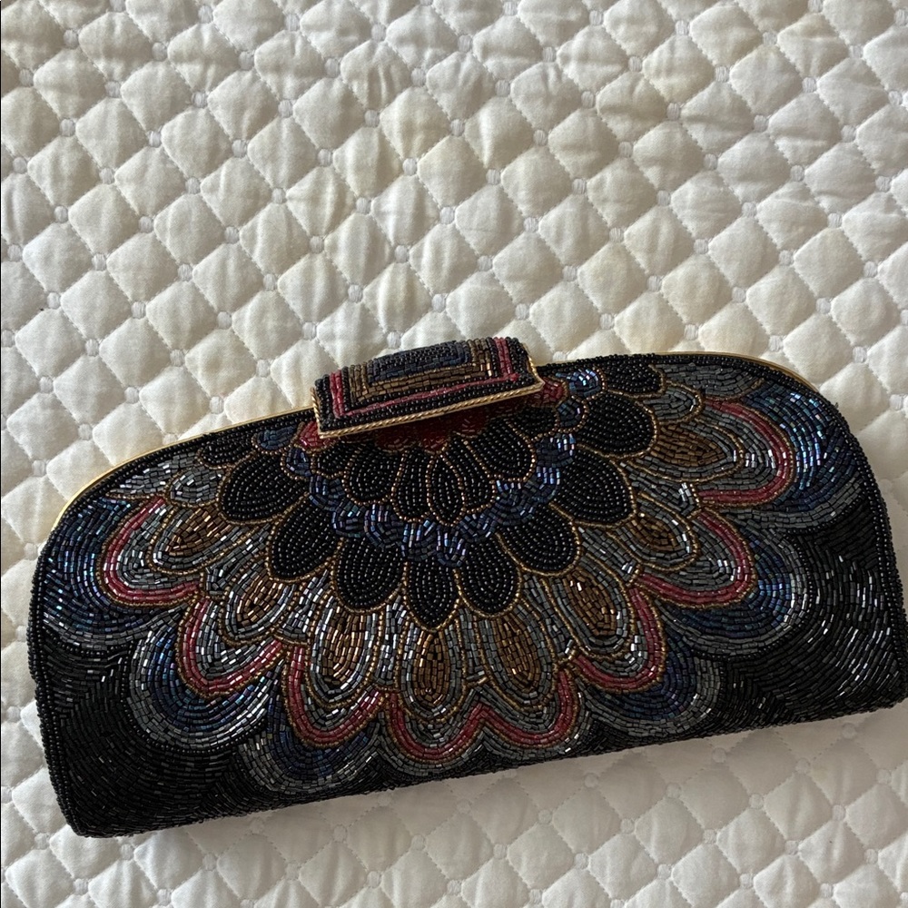 Elegant Multicolor Beaded Clutch